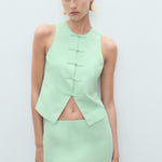 Mango vest laguna in Pastel Green