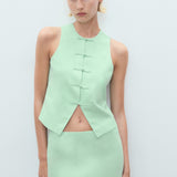 Mango vest laguna in Pastel Green