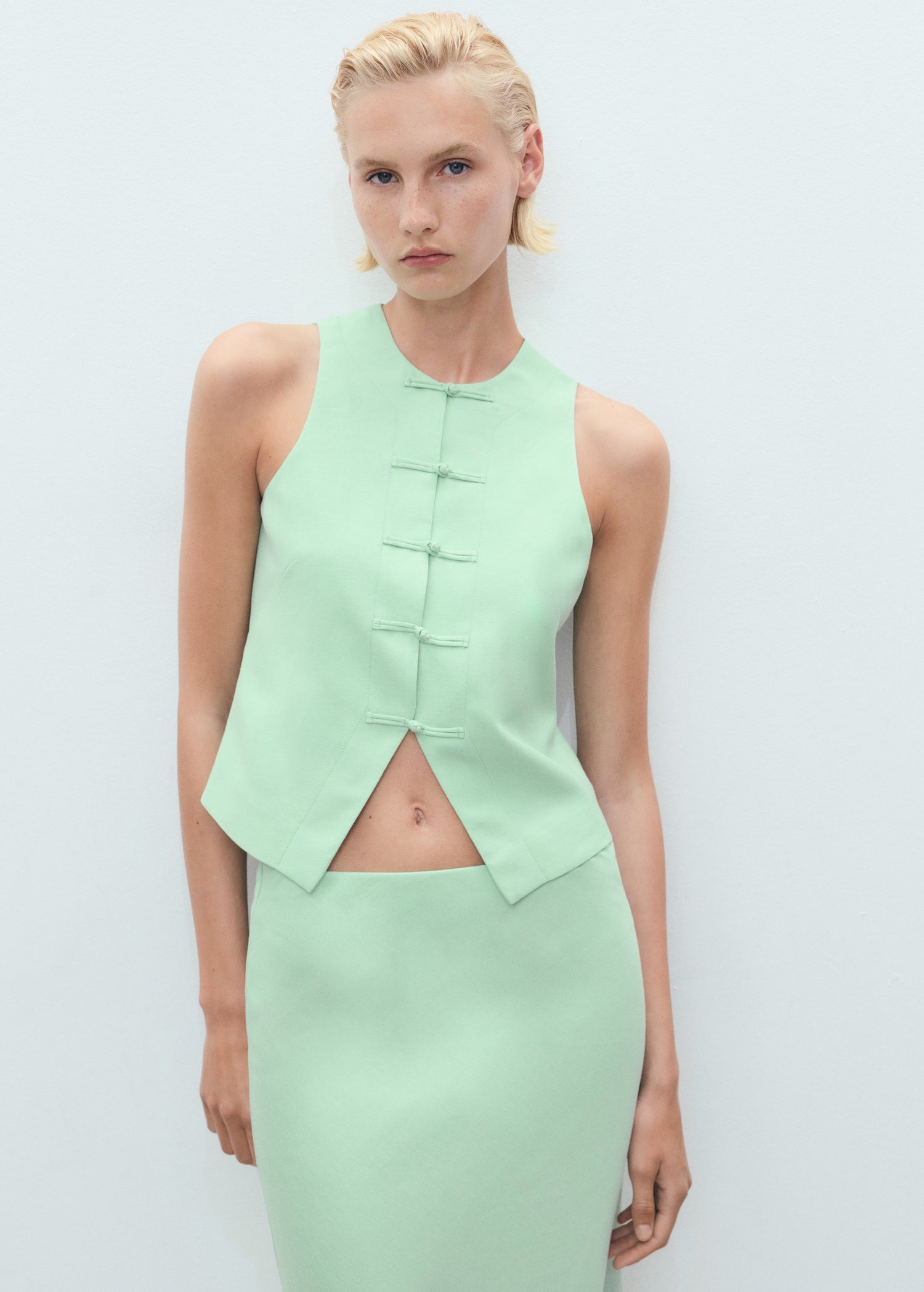 Mango vest laguna in Pastel Green
