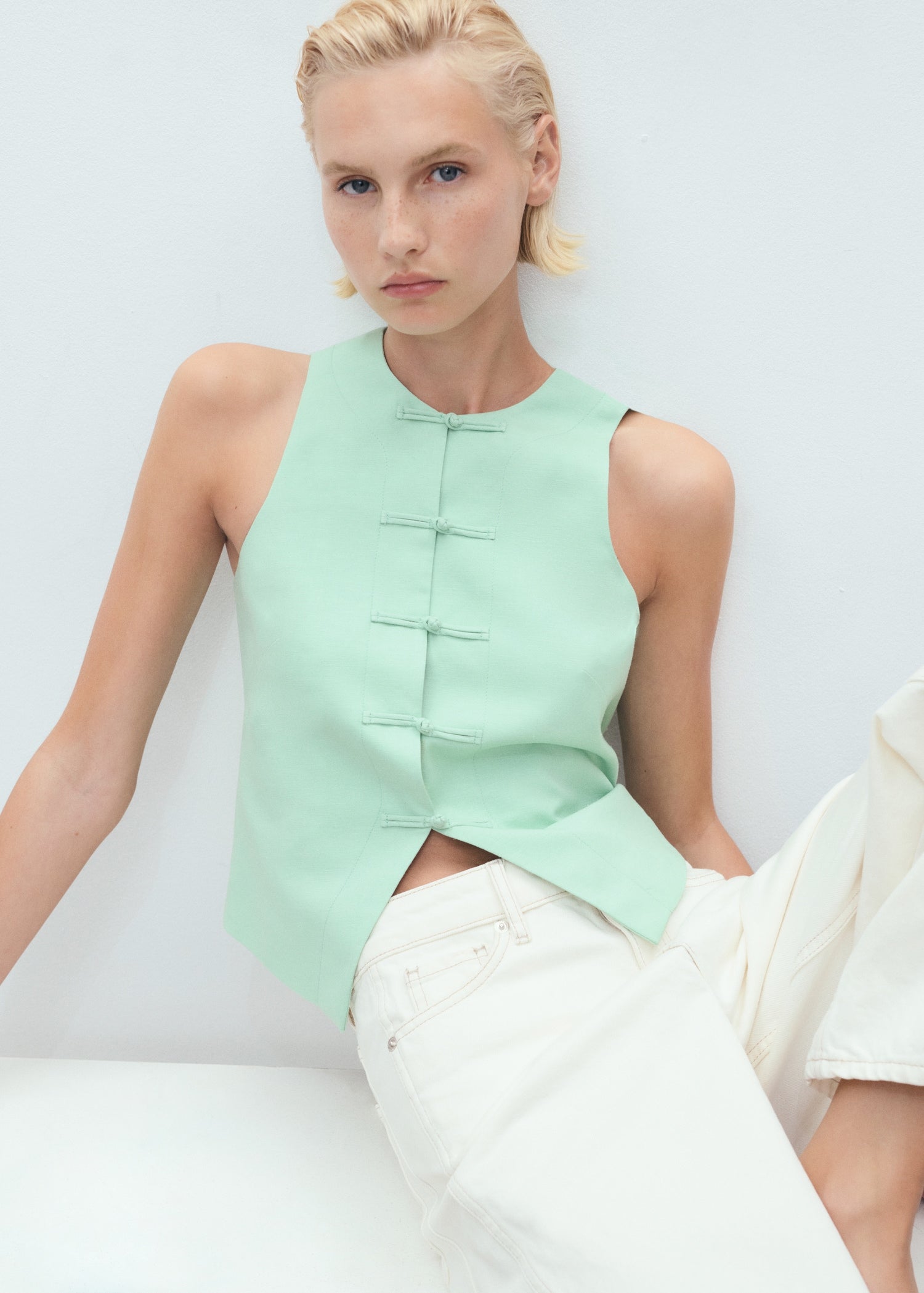 Mango vest laguna in Pastel Green - D2