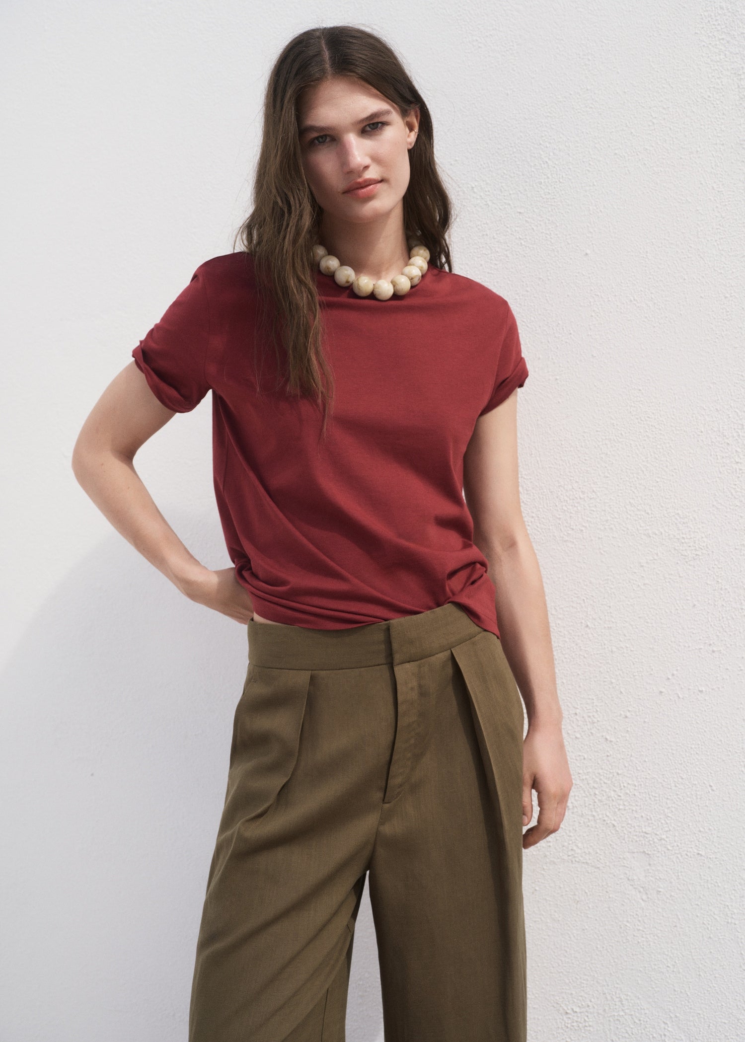 Mango t-shirt chals in Garnet