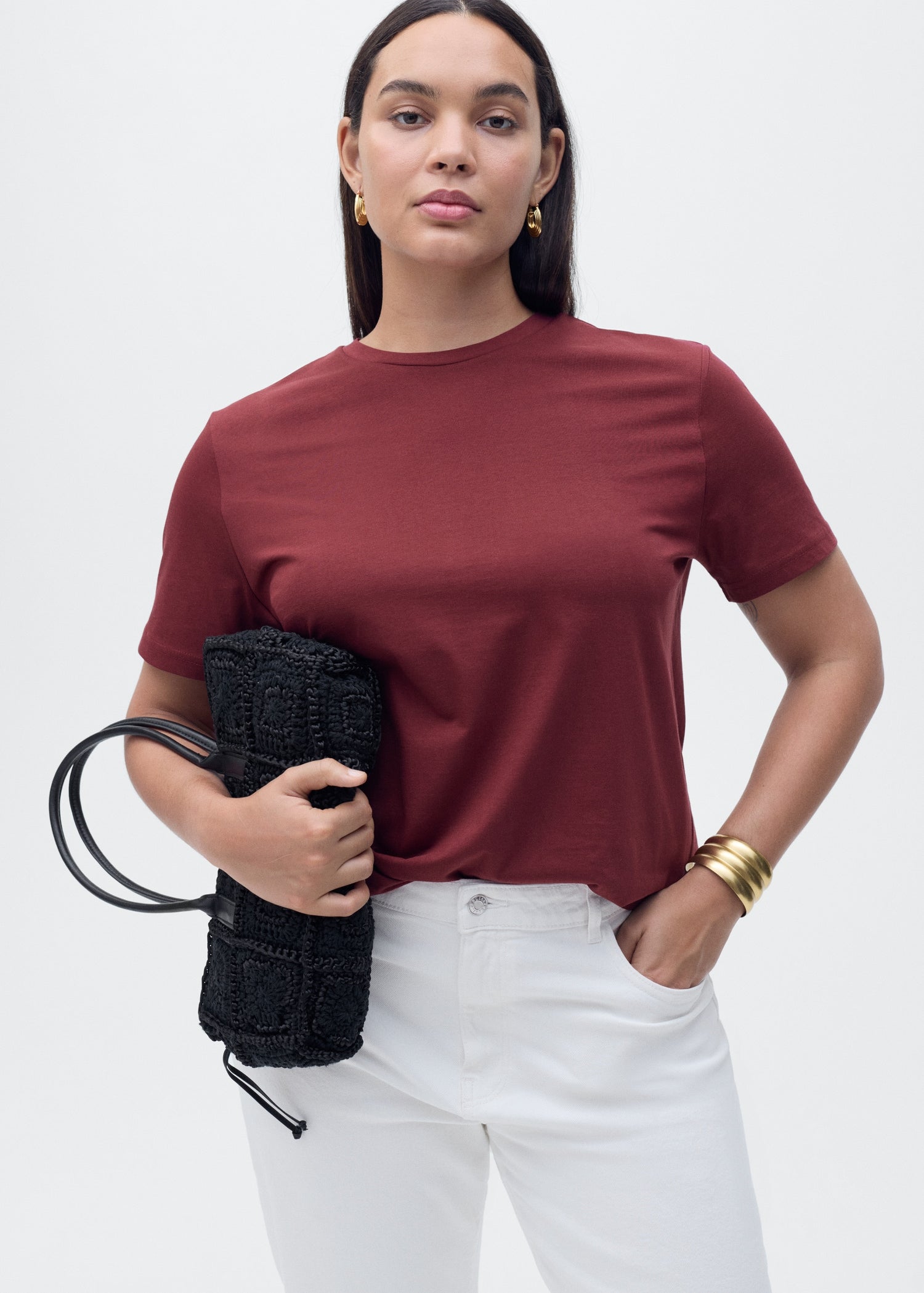 Mango t-shirt chals in Garnet - D5