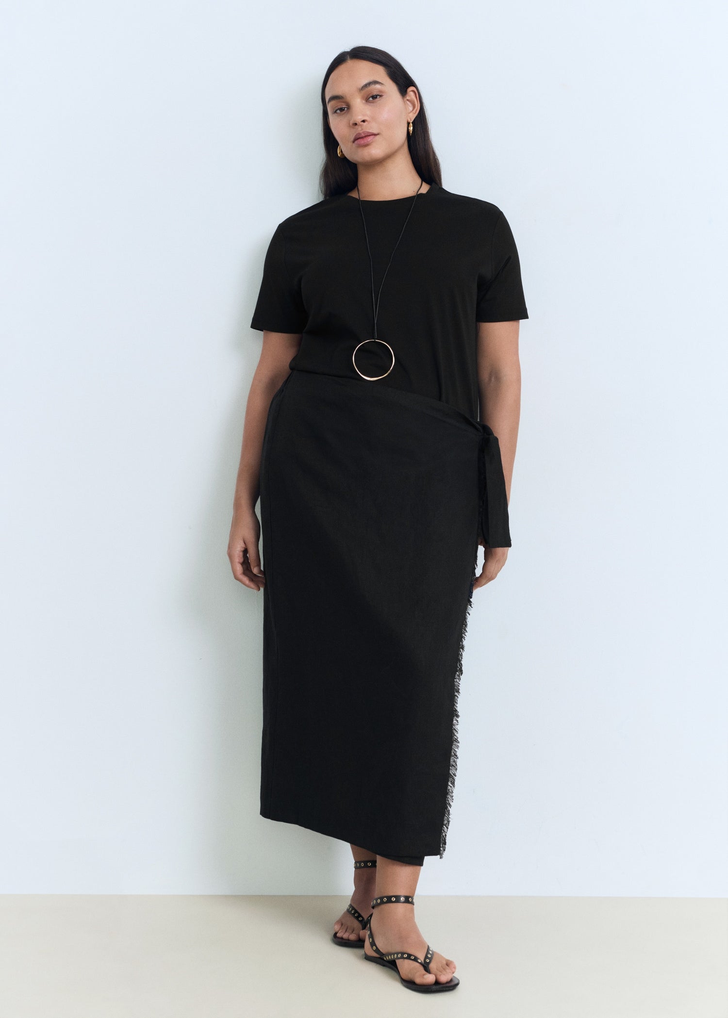 Mango t-shirt chals in Black - D3