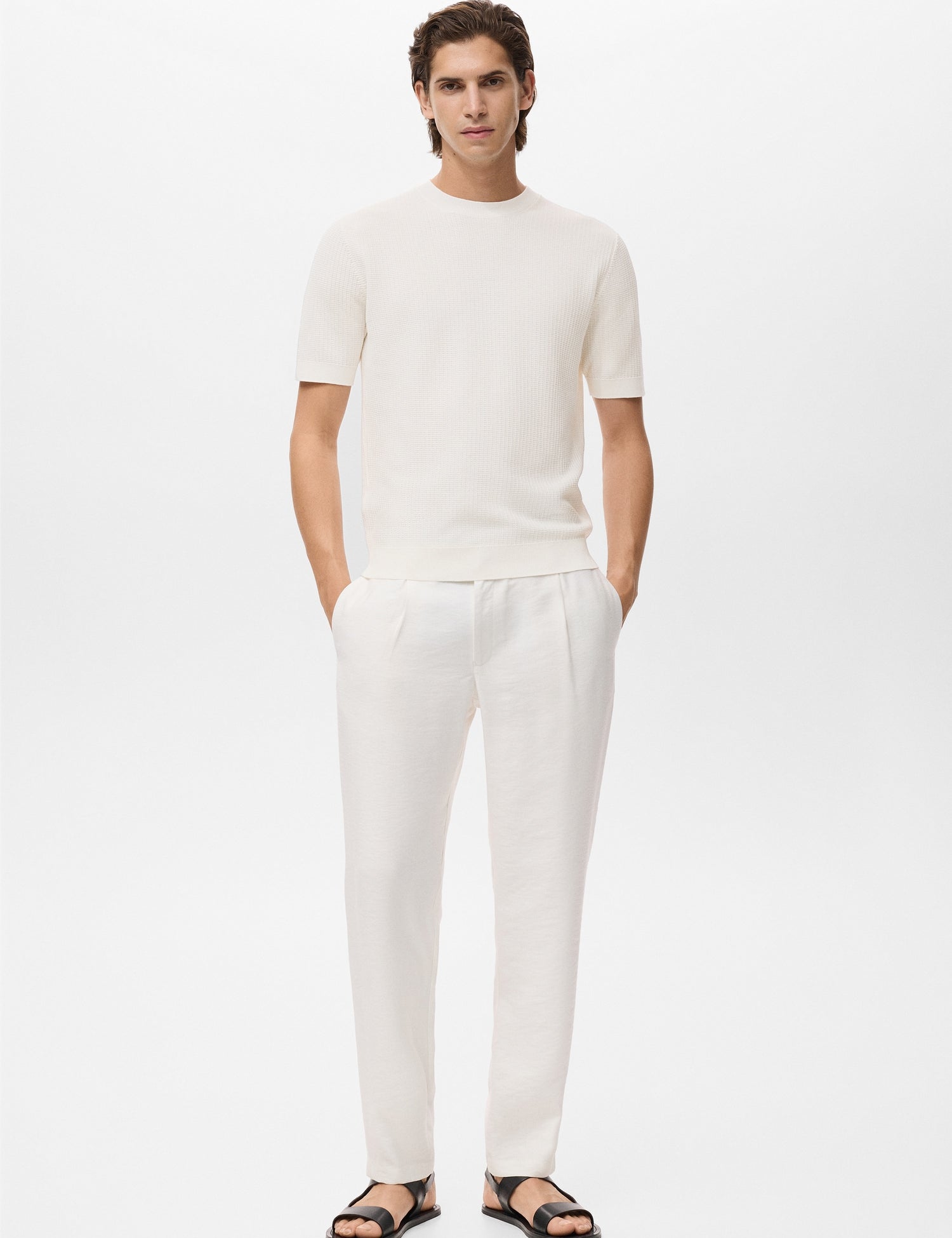 Mango t-shirt fluid in Off White - 99999999_01