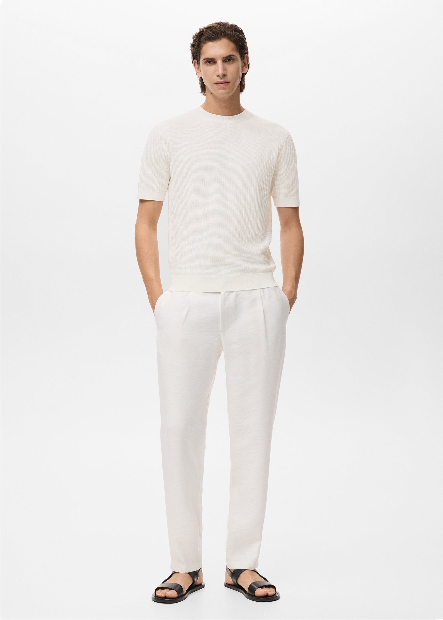 Mango t-shirt fluid in Off White - 99999999_01