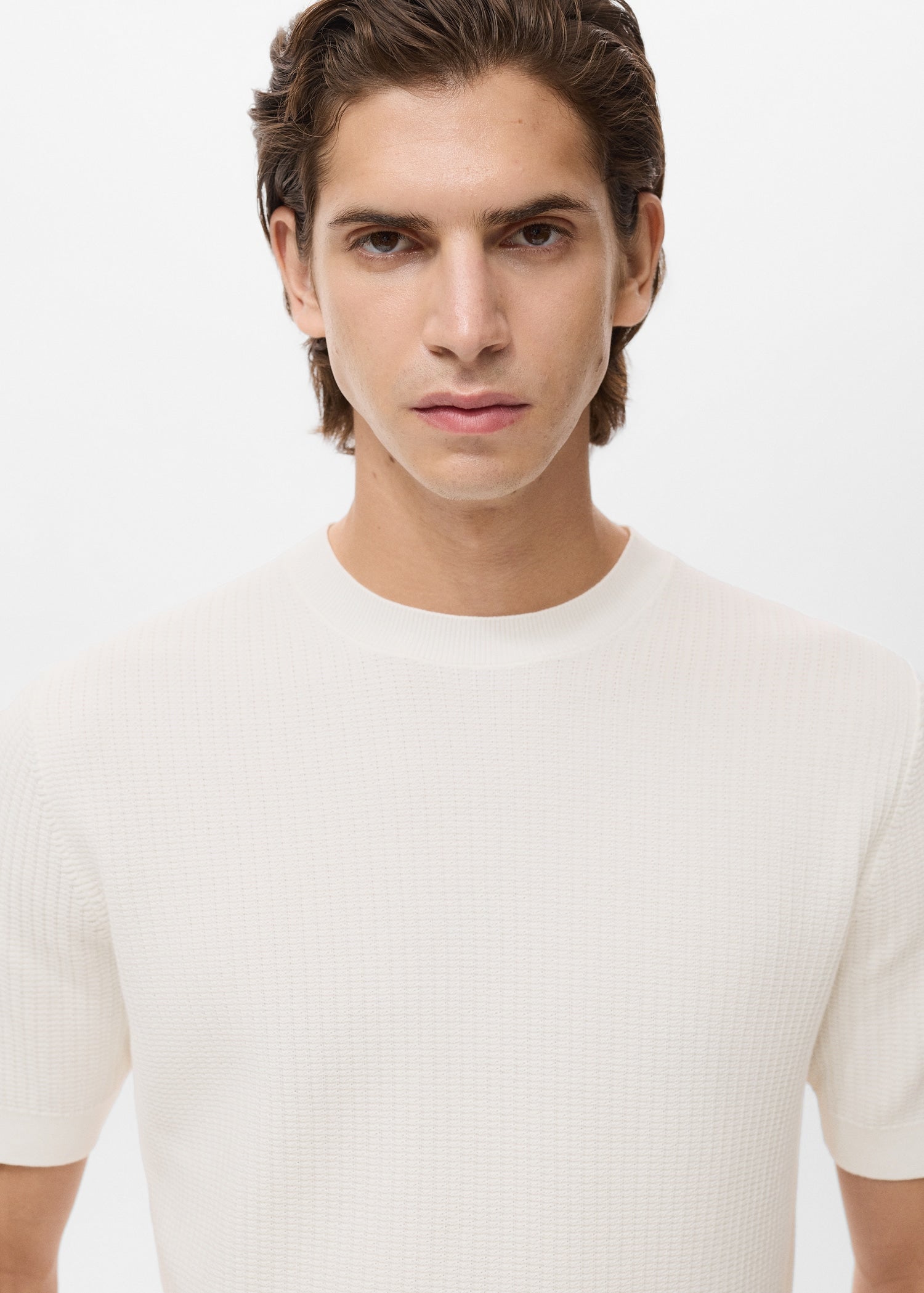 Mango t-shirt fluid in Off White - D1