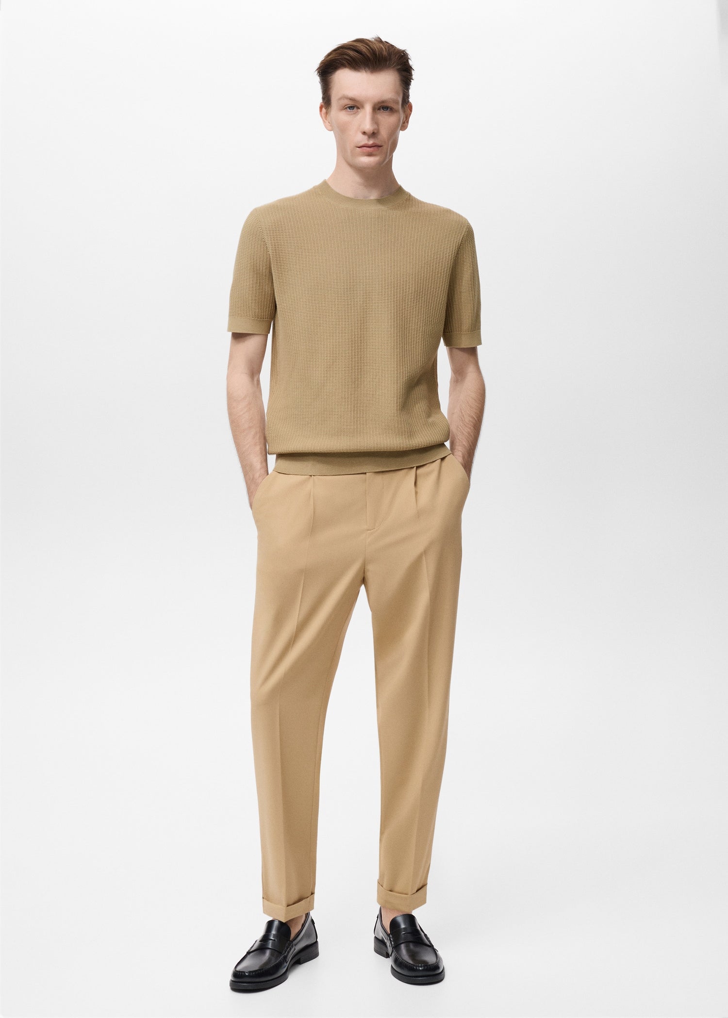 Mango t-shirt fluid in Beige - 99999999_01