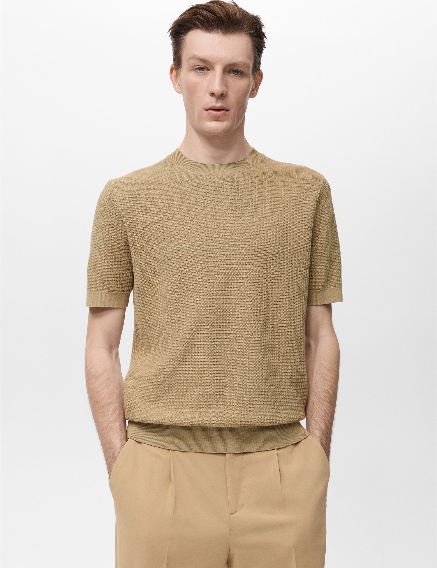 Mango t-shirt fluid in Beige
