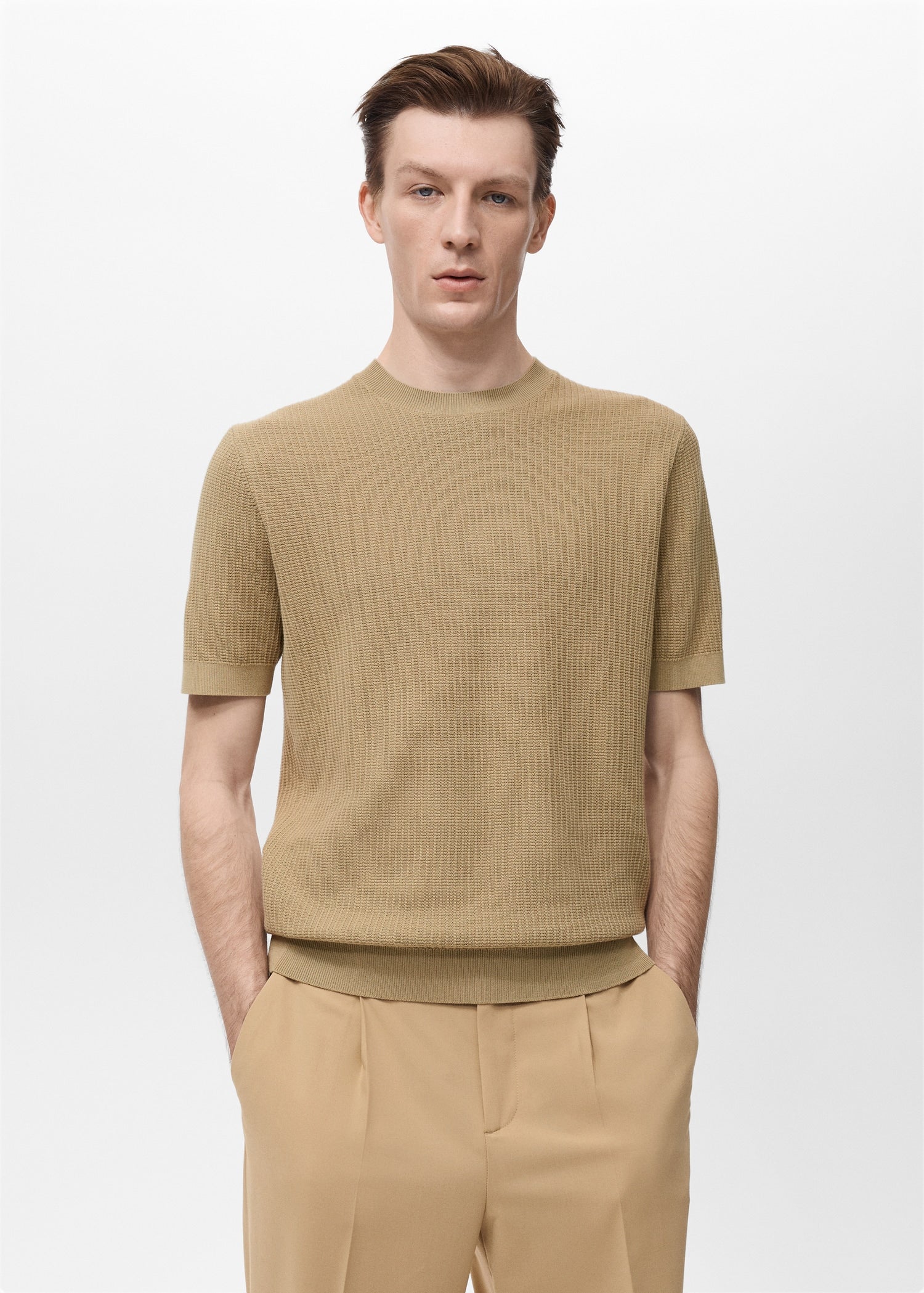 Mango t-shirt fluid in Beige