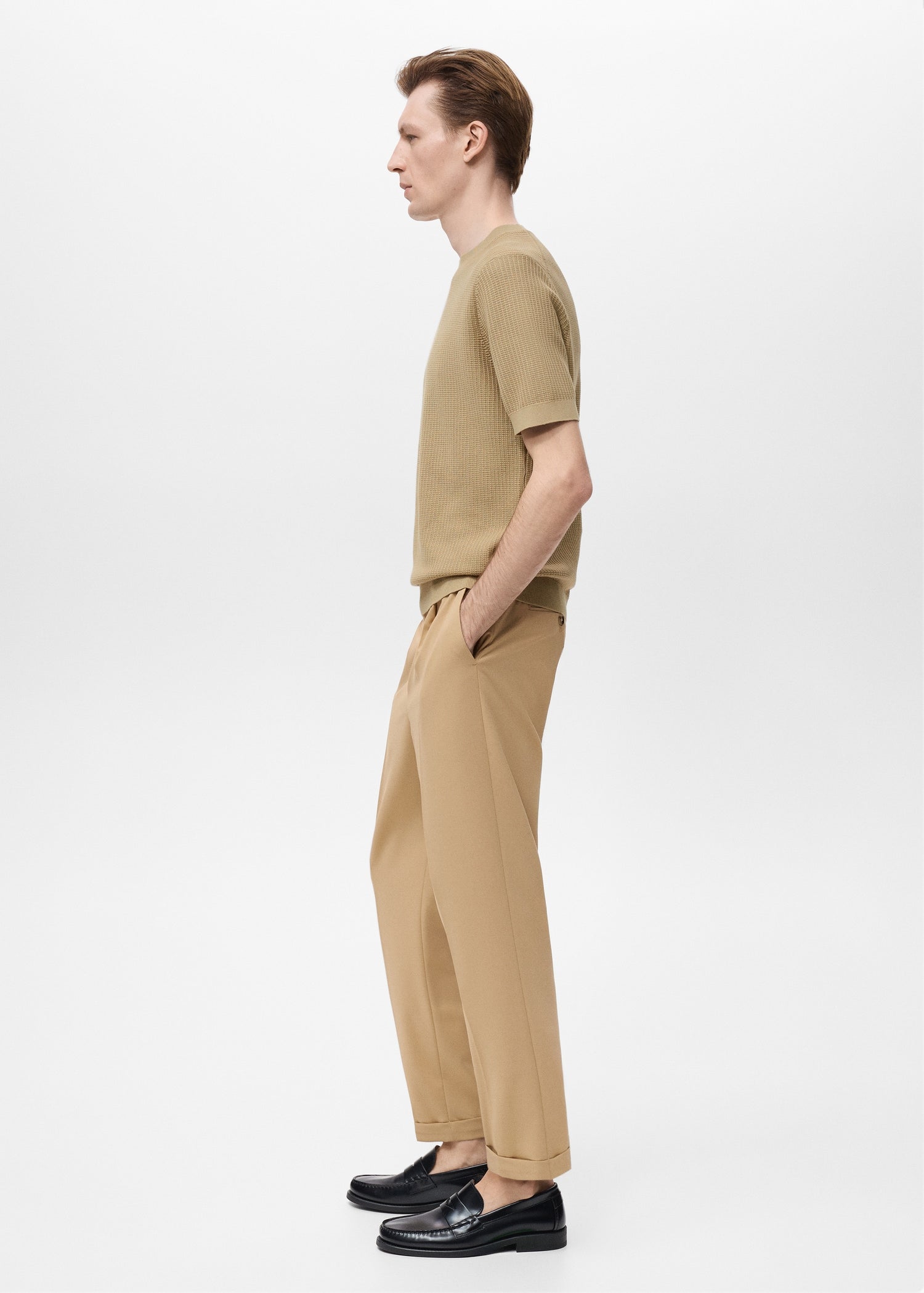 Mango t-shirt fluid in Beige - D2