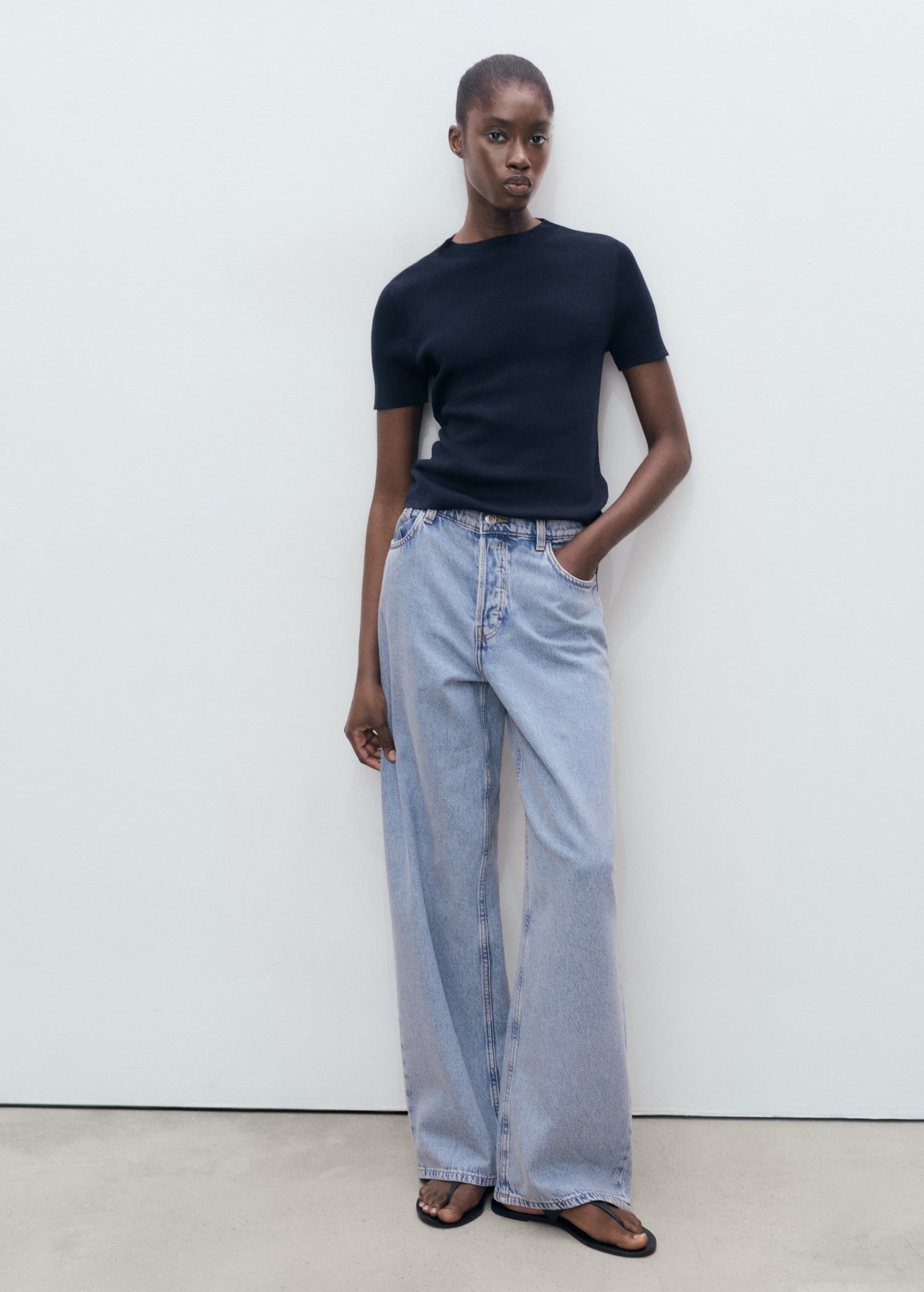 Mango sweater camel in Navy - 99999999_01