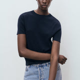 Mango sweater camel in Navy