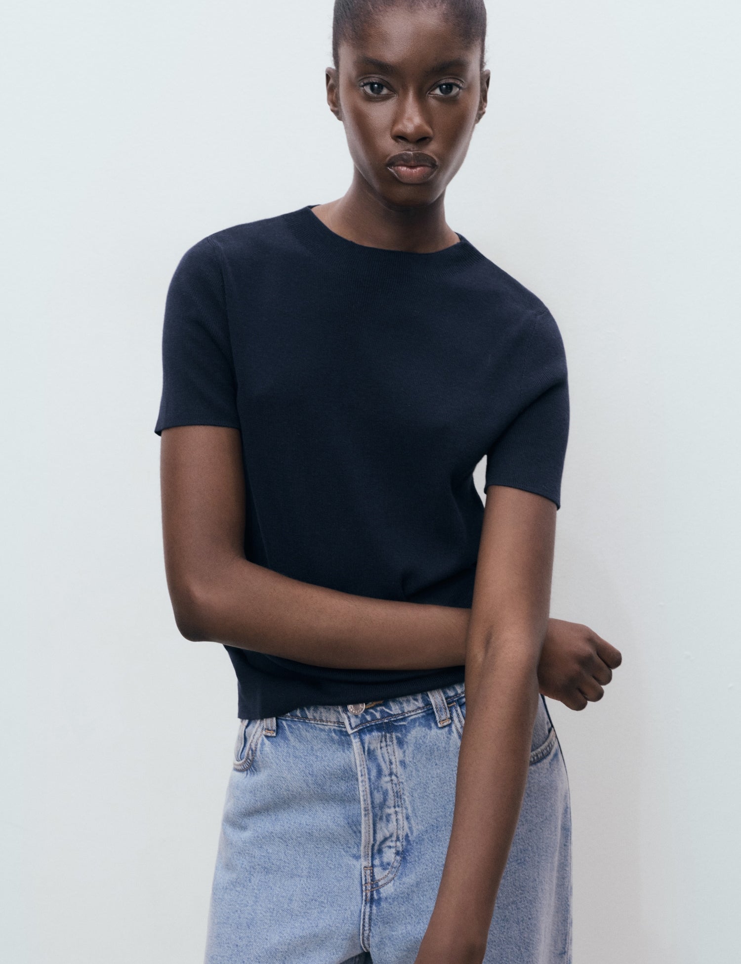 Mango sweater camel in Navy