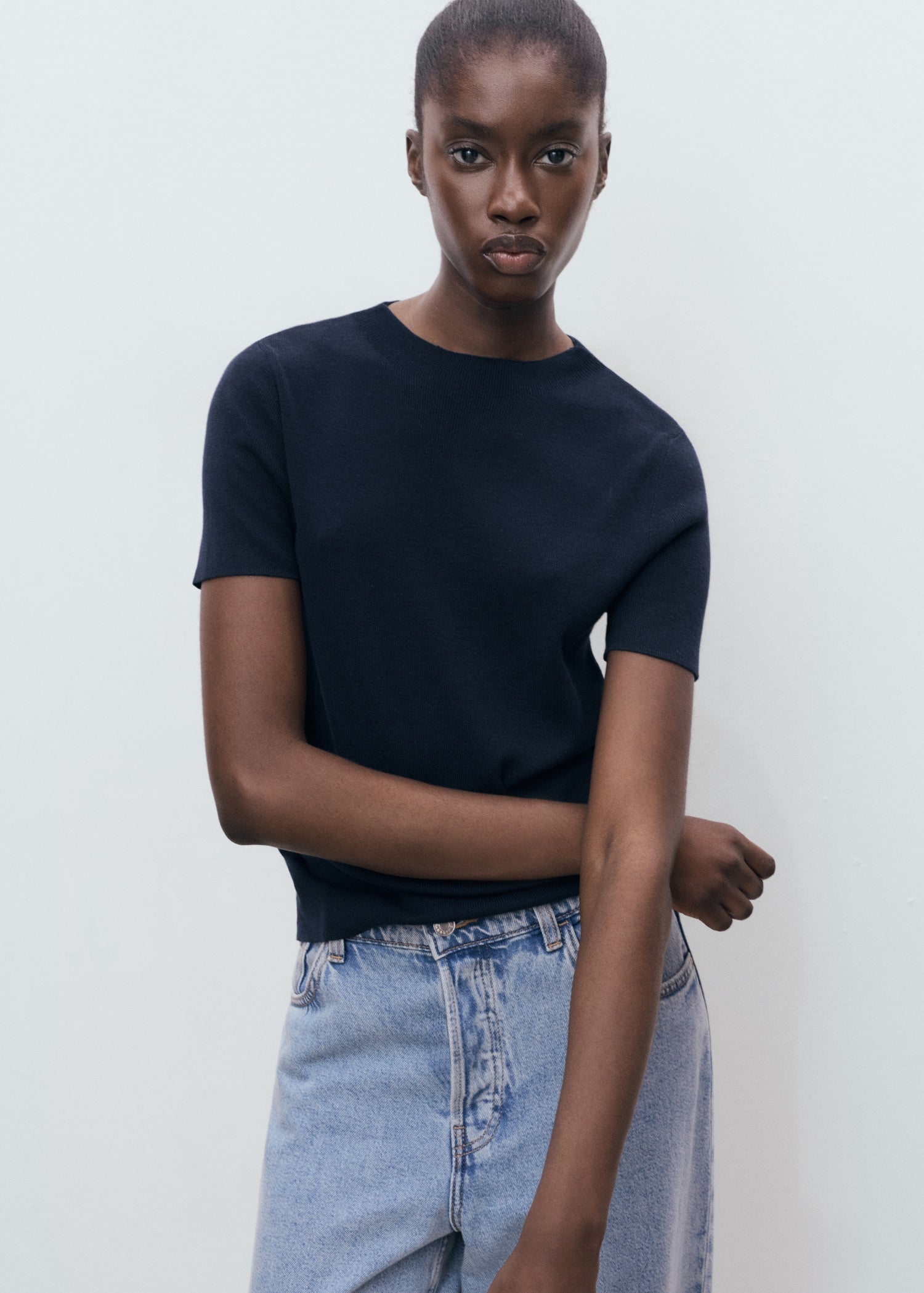 Mango sweater camel in Navy