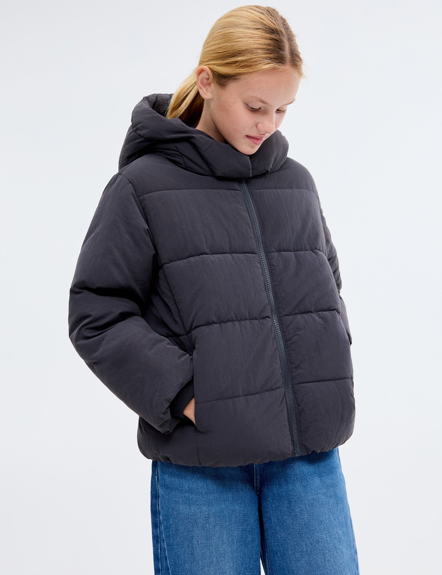 Mango puffer coat valeria in Navy Blue