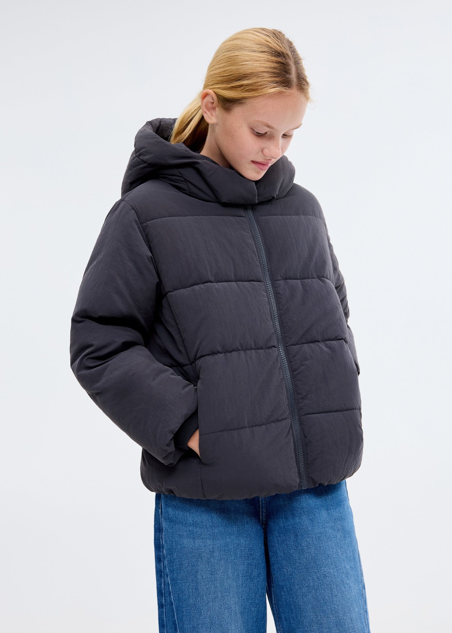 Mango puffer coat valeria in Navy Blue