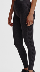 Hummel hmlCI seamless mid waist tights in black melange - Image 1