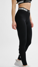 Hummel hmlTE maja mid waist cotton tights in black - Image 1