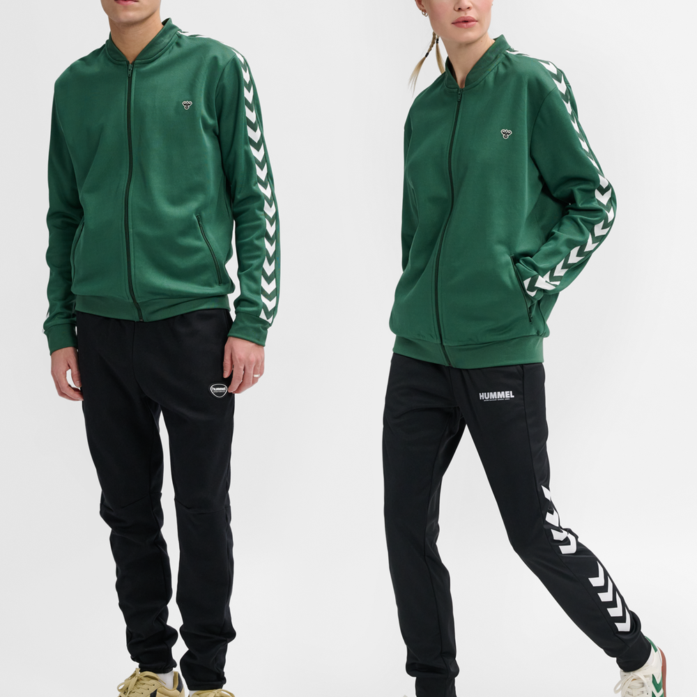 Hummel hmlARCHIVE regular poly zip jacket in dark green - Image 1