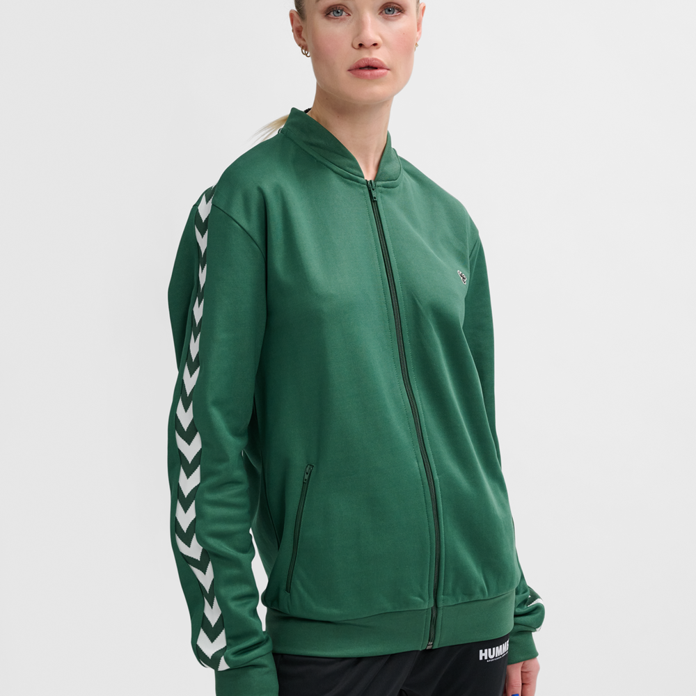 Hummel hmlARCHIVE regular poly zip jacket in dark green - Image 2