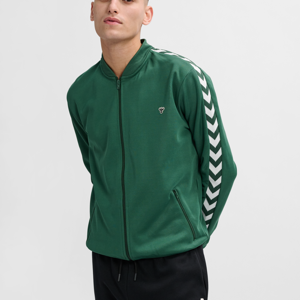 Hummel hmlARCHIVE regular poly zip jacket in dark green - Image 3
