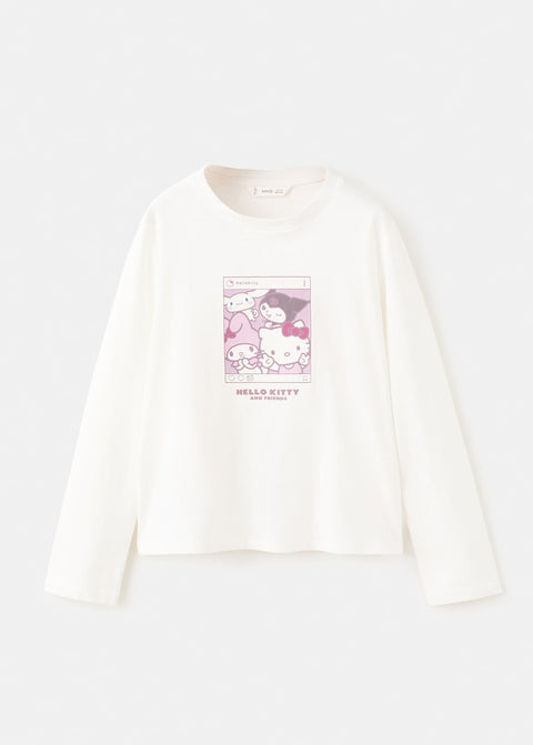 Mango t-shirt hkselfie in off white
