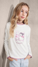 Mango t-shirt hkselfie in off white - Image 4
