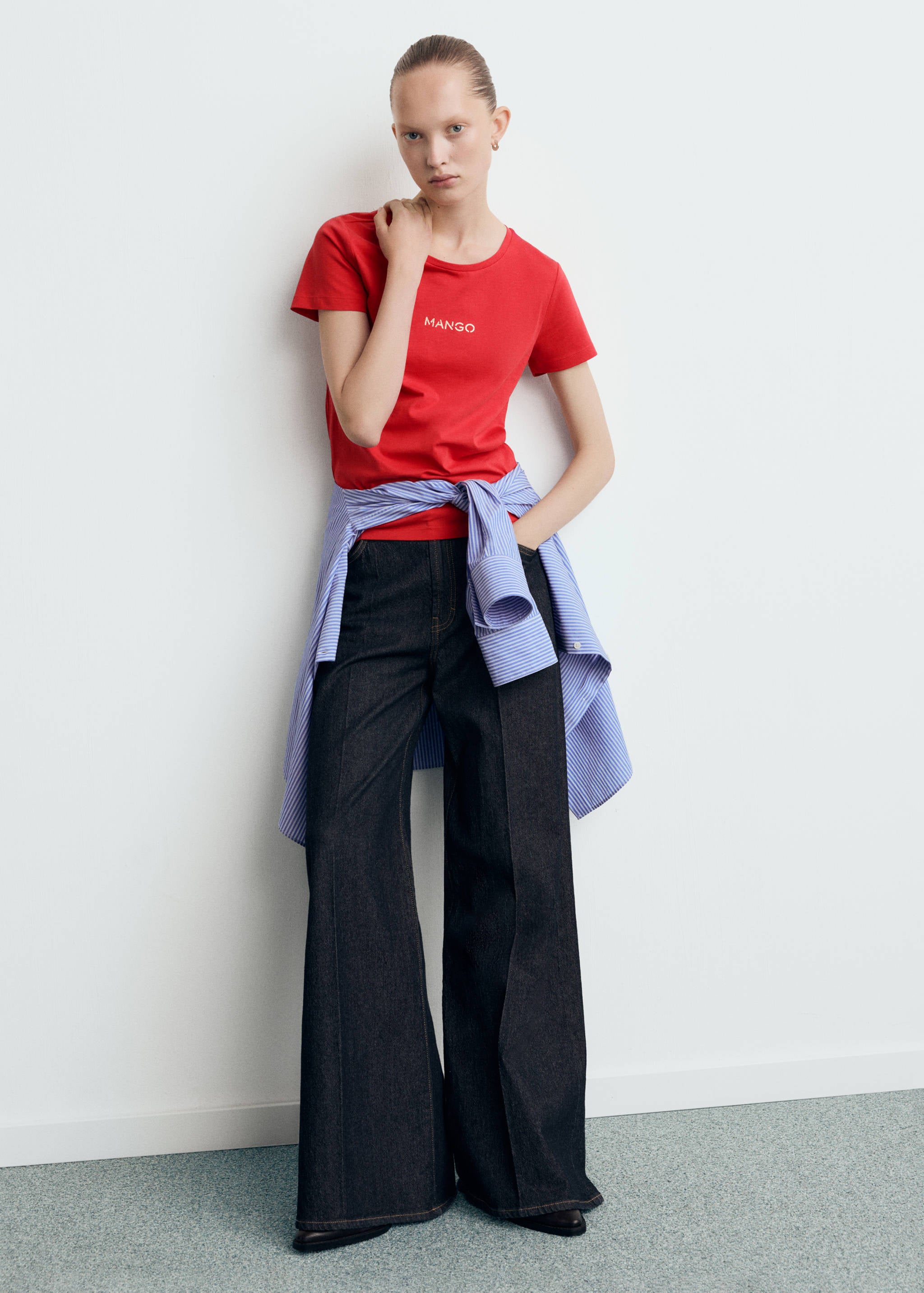 Mango t-shirt mangolog in red - 001