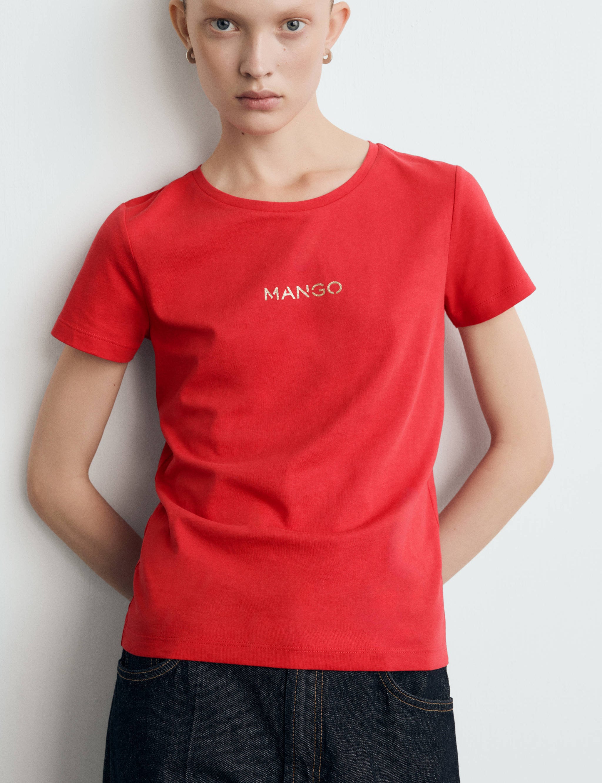 Mango t-shirt mangolog in red - 002