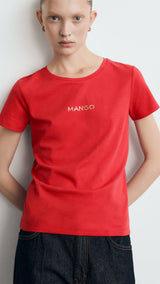 Mango t-shirt mangolog in red - 002