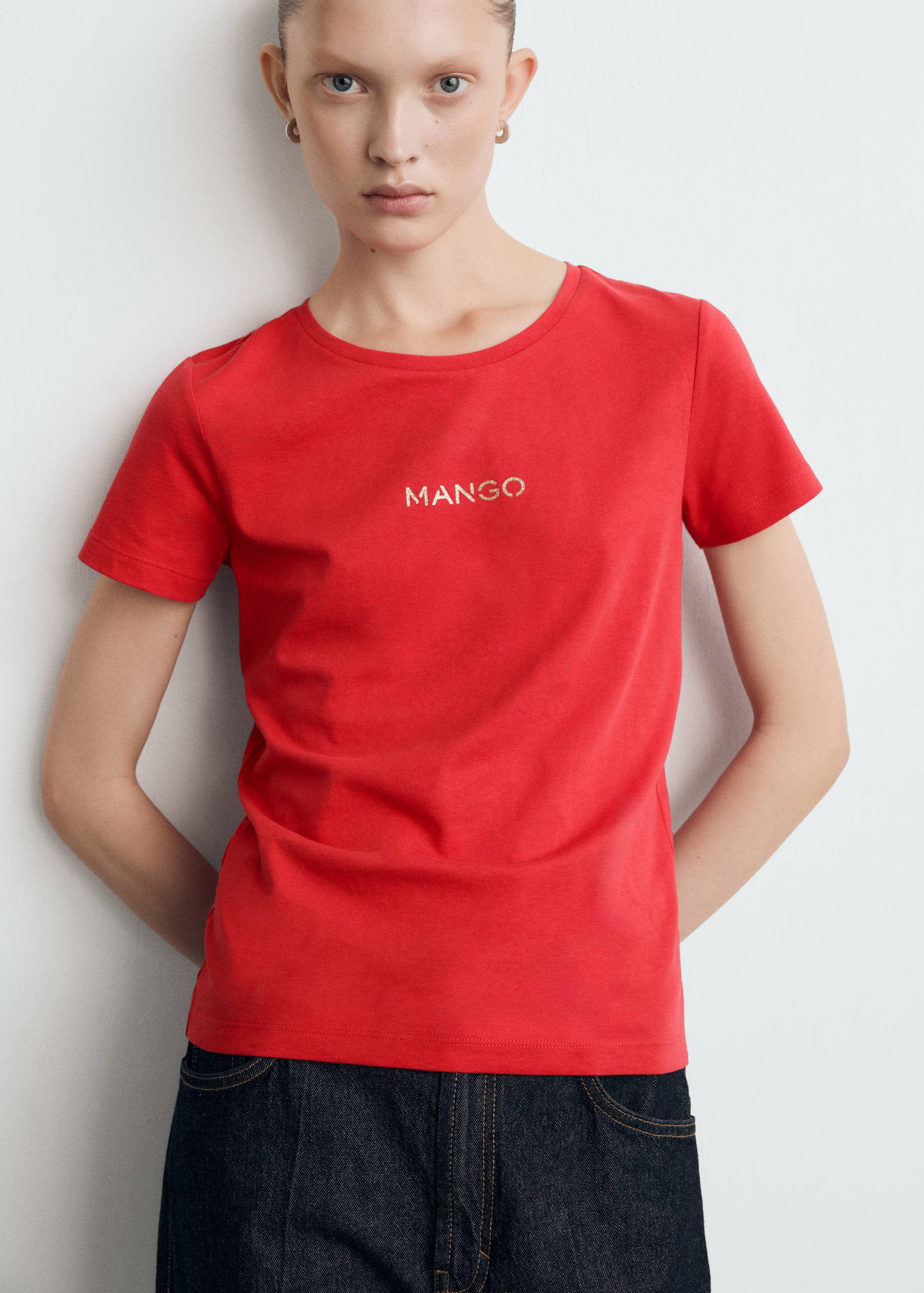 Mango t-shirt mangolog in red - 002