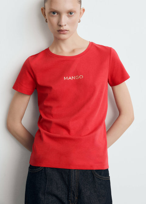 Mango t-shirt mangolog in red