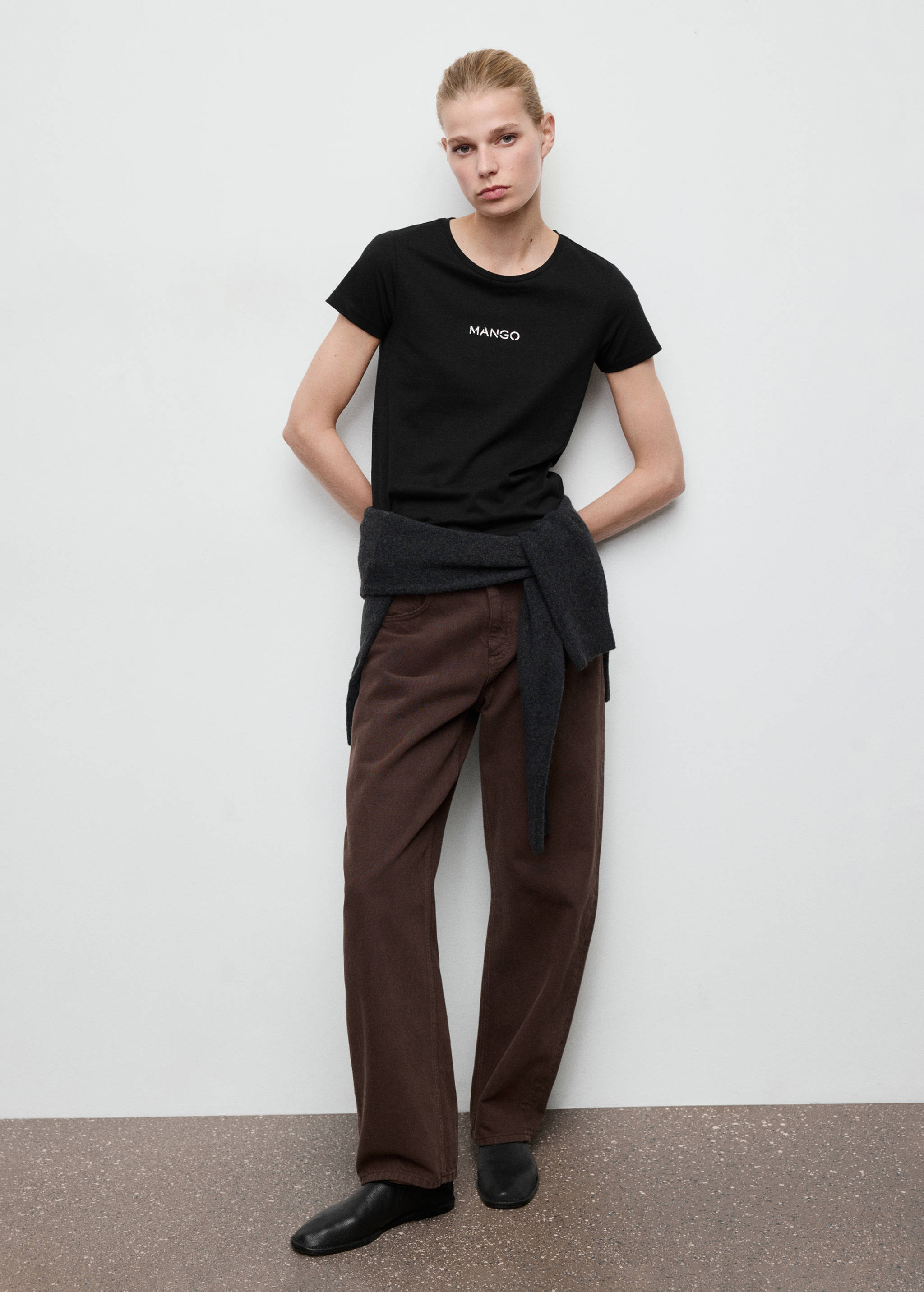 Mango t-shirt mangolog in black - 001