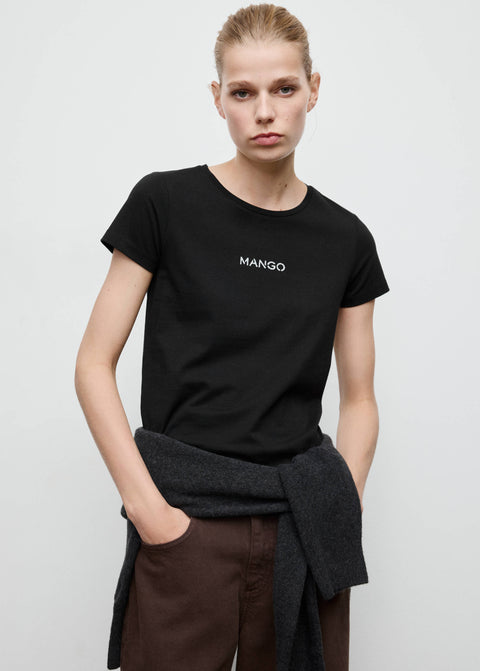 Mango t-shirt mangolog in black