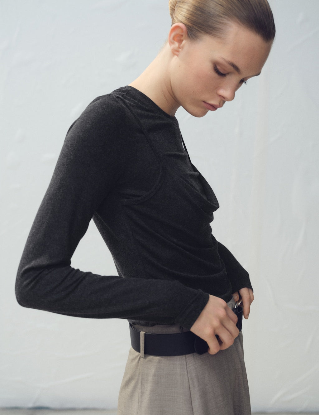 Mango t-shirt nilo in dark vigore grey - Image 1