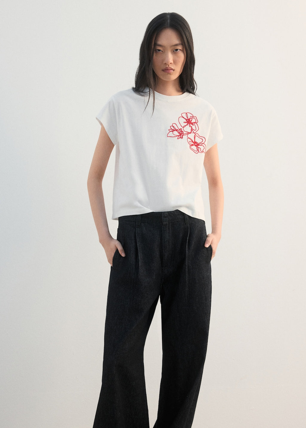 Mango t-shirt patrick in off white - Image 1