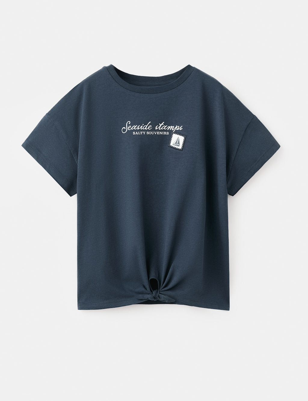 Mango t-shirt stamps in navy - Image 1