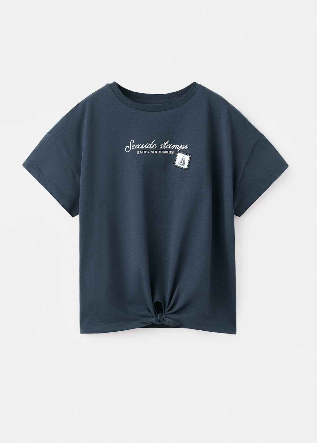 Mango t-shirt stamps in navy - Image 1
