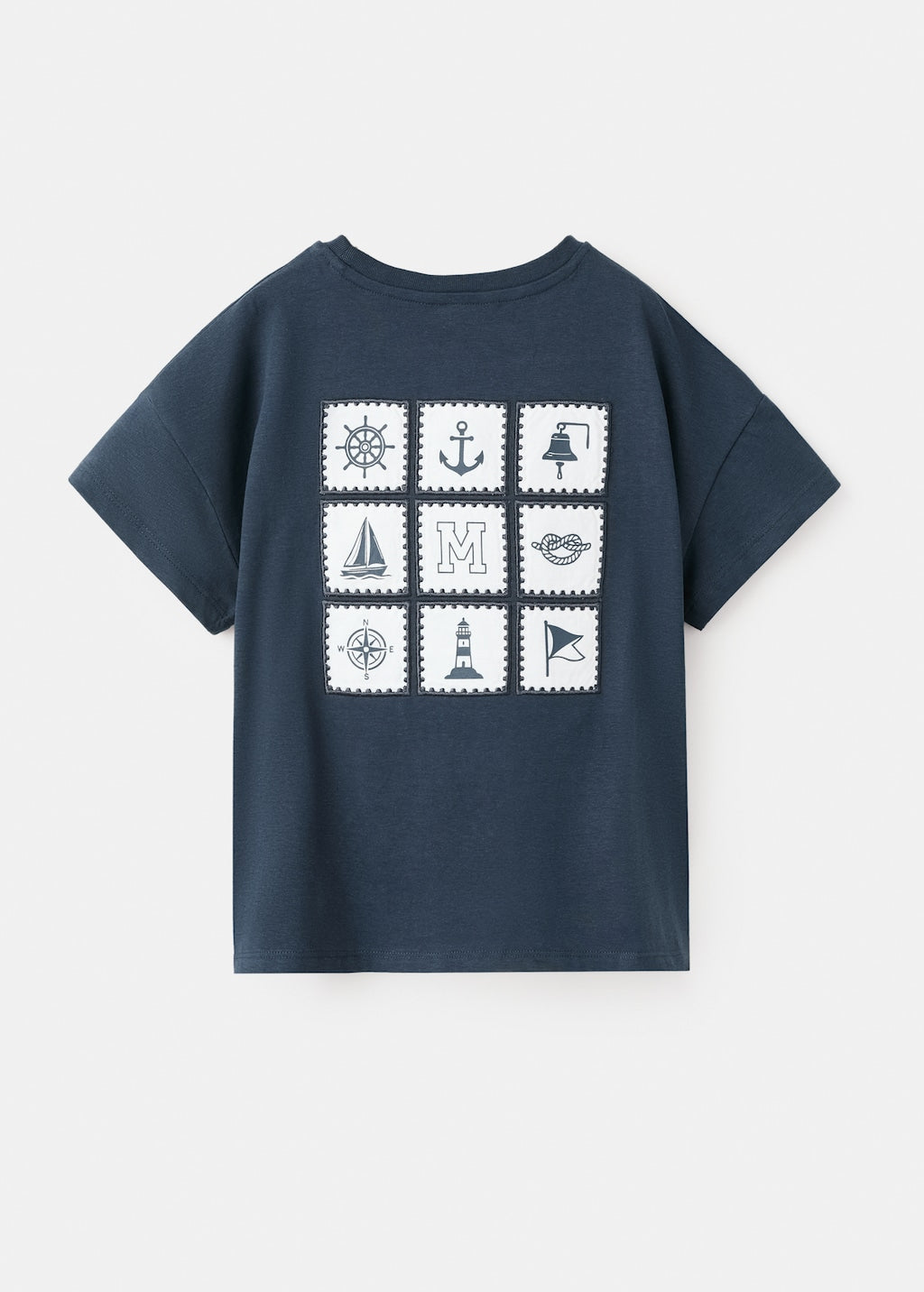 Mango t-shirt stamps in navy - Image 4