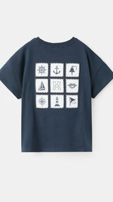 Mango t-shirt stamps in navy - Image 4