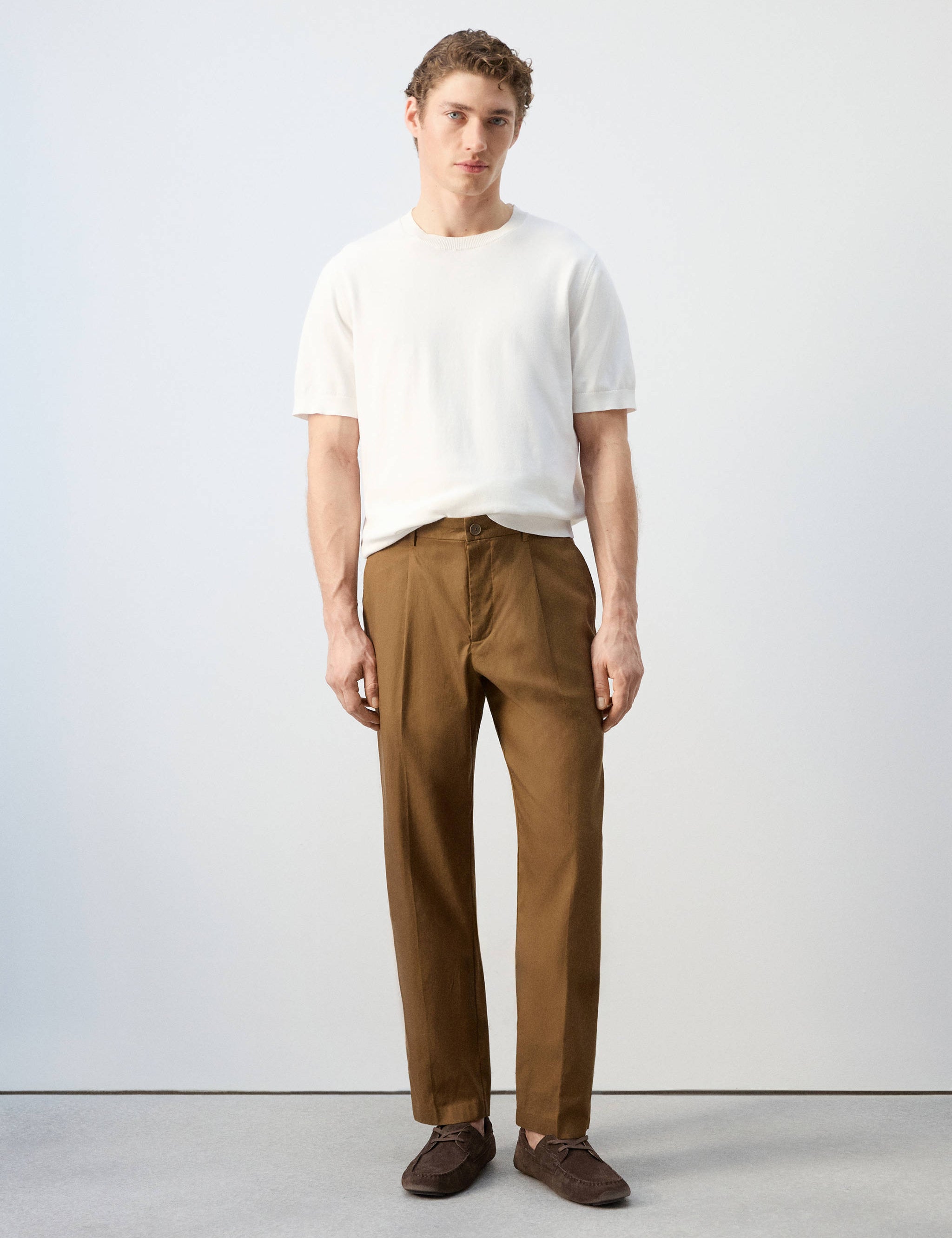 Mango trousers lighter in brown - 001