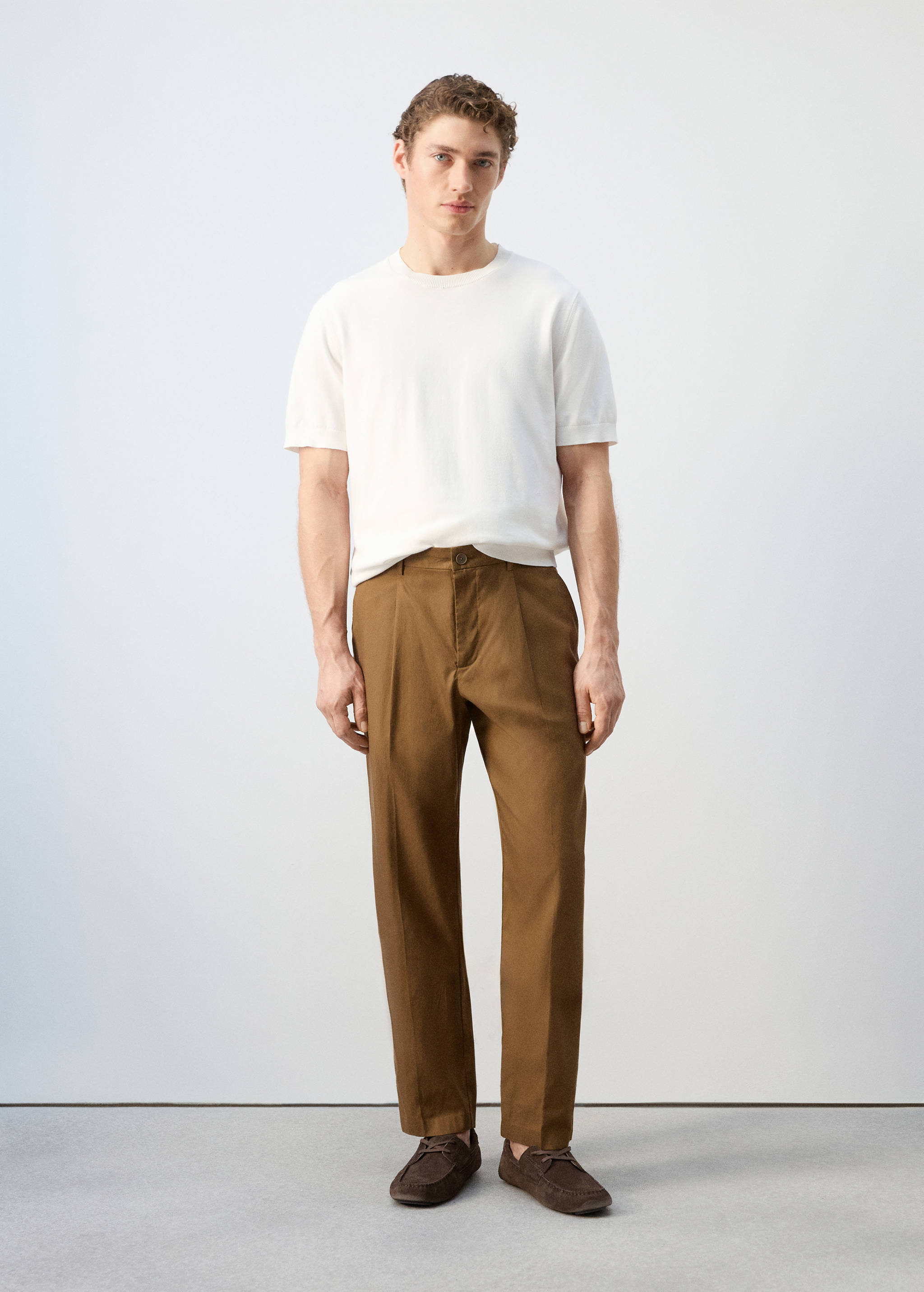 Mango trousers lighter in brown - 001