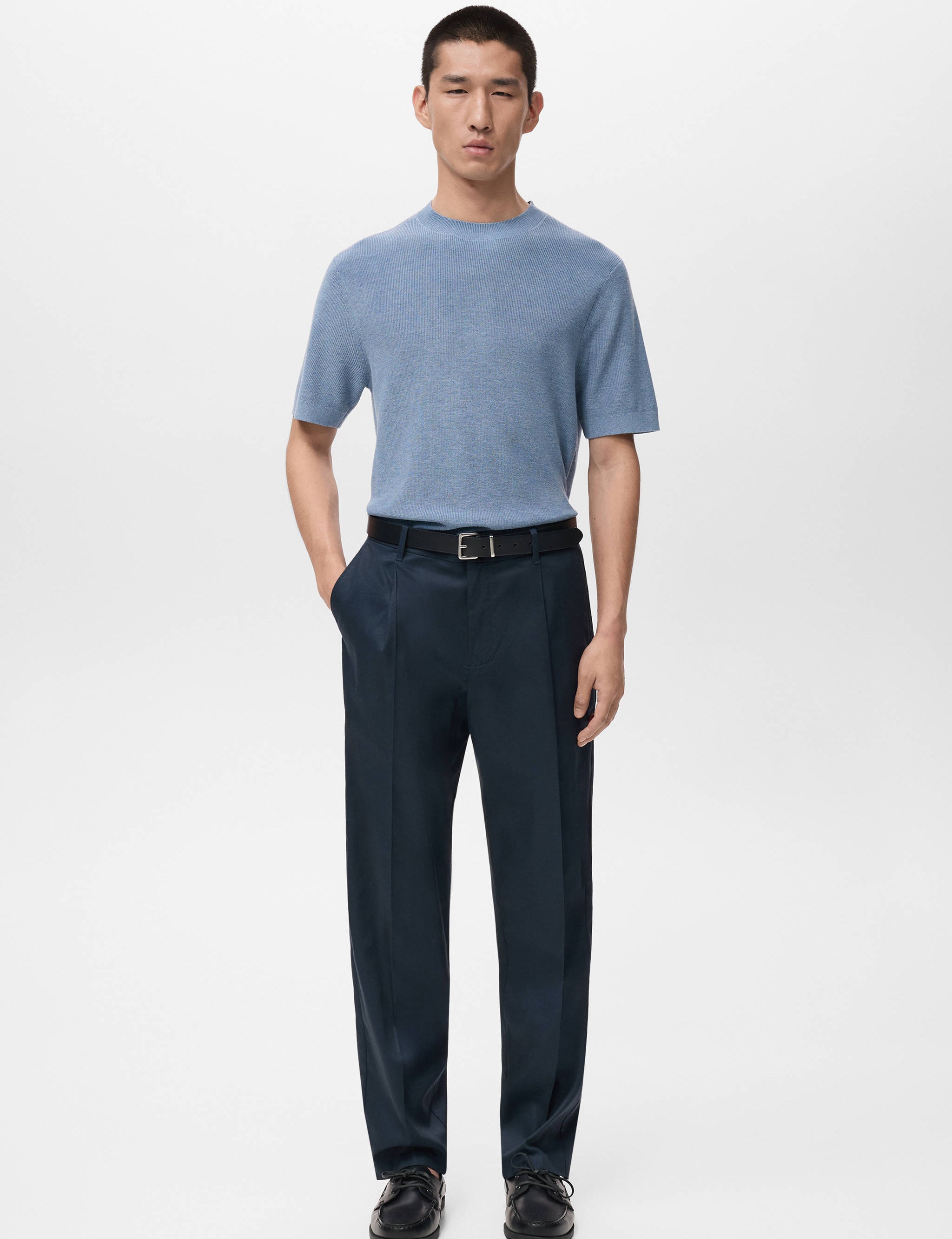 Mango trousers lighter in navy - 001