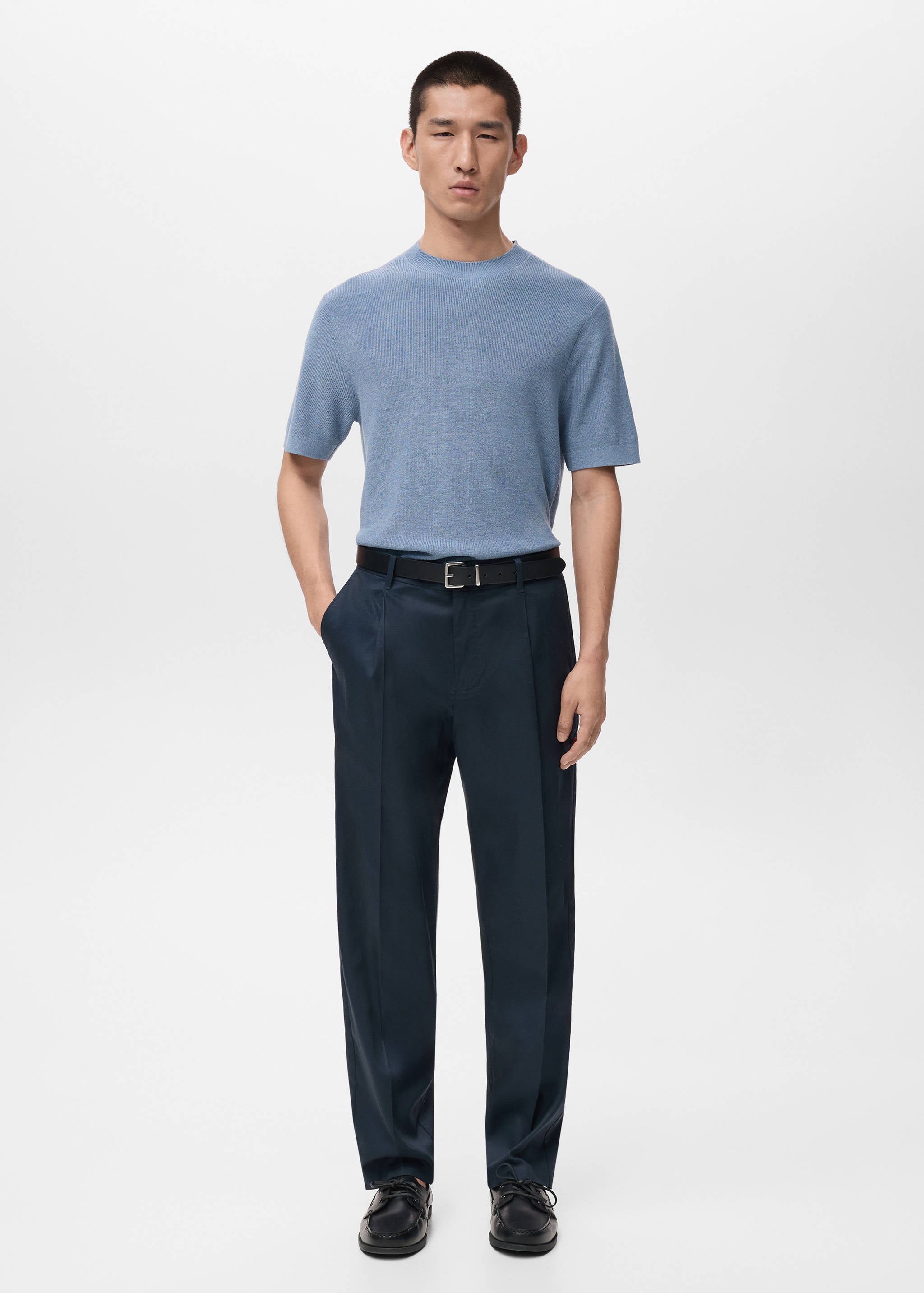 Mango trousers lighter in navy - 001