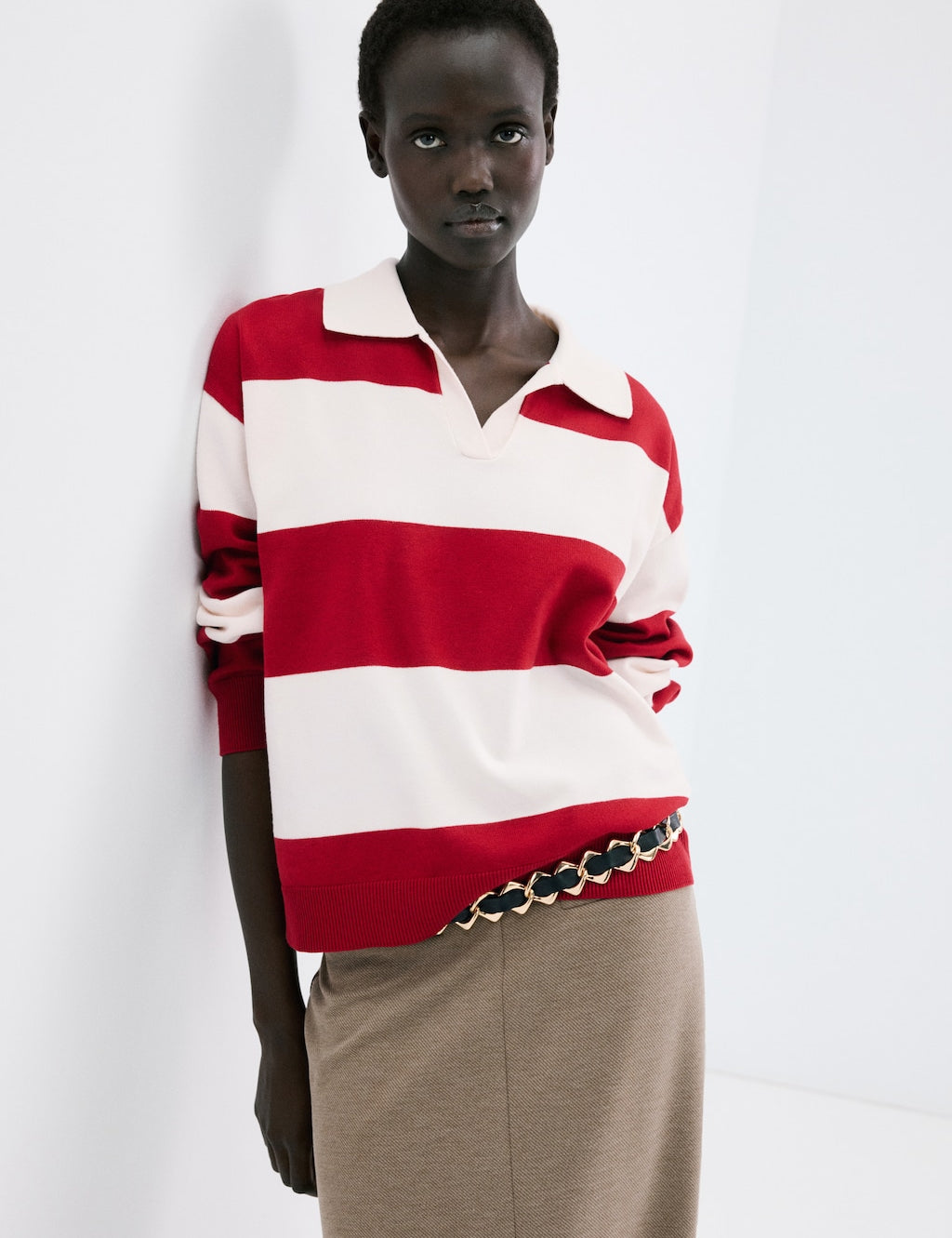 Mango sweater polotus in red - Image 1