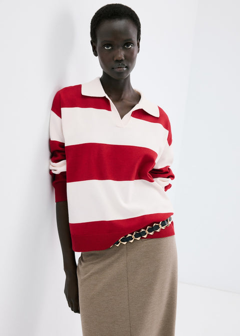 Mango sweater polotus in red