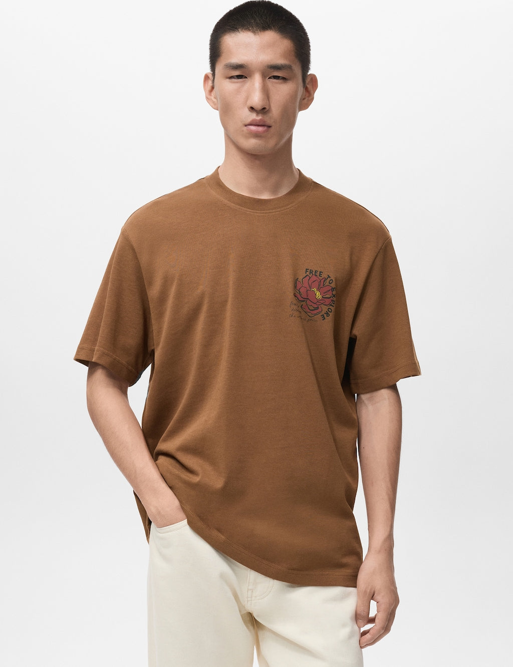 Mango t-shirt chesterh in tobacco - Image 1