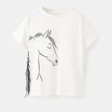Mango t-shirt horse in off white - Image 1