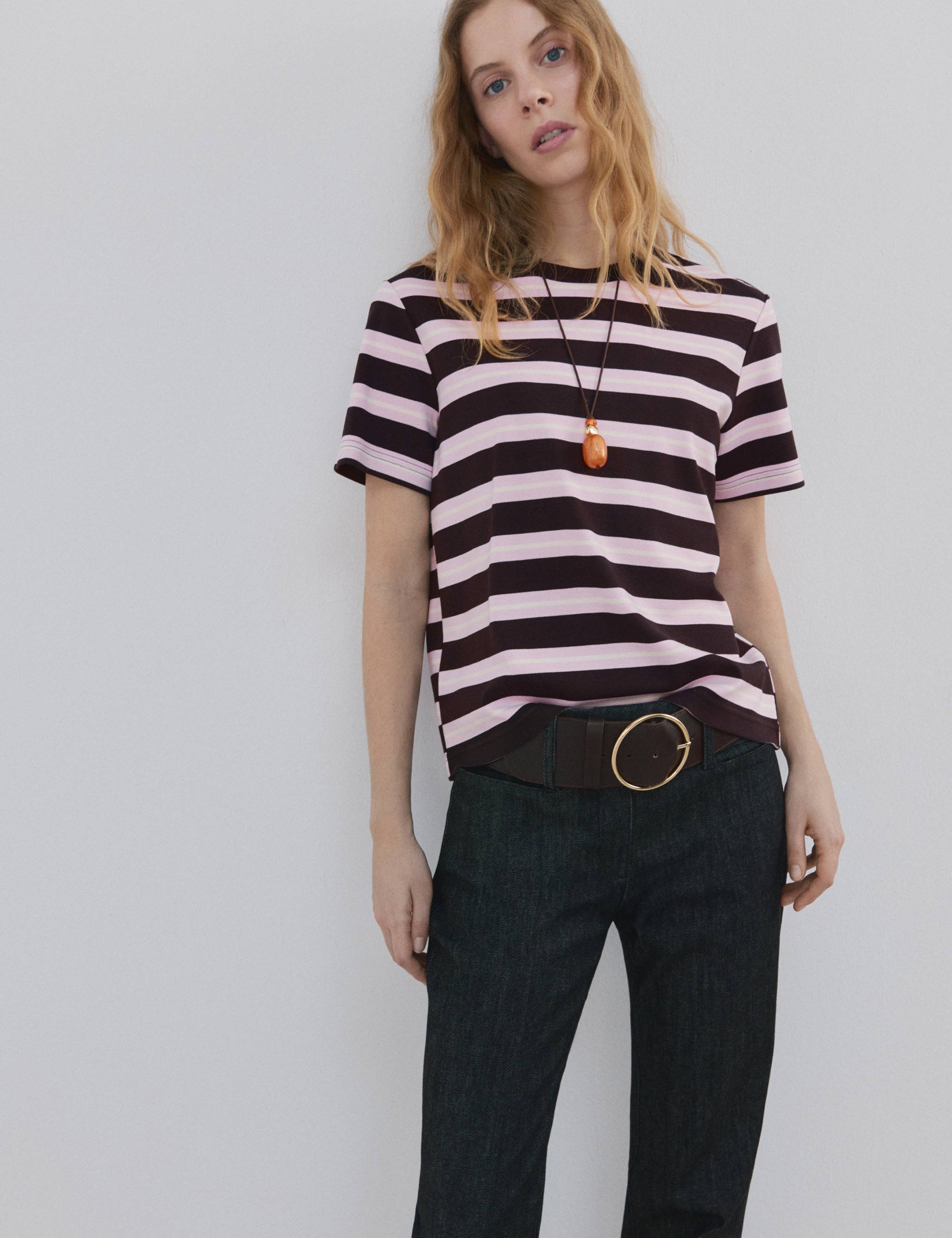 Mango t-shirt dolly in brown-002