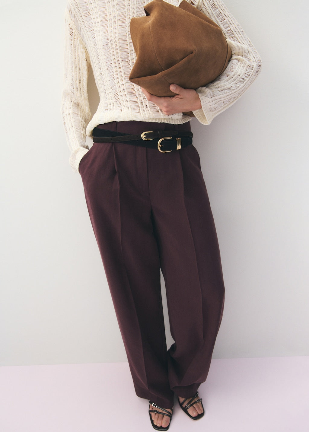 Mango trousers veronica in purple brown - Image 1